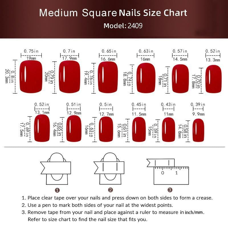 24Pcs French Style Short Square Fake Nail, Full Cover Press on Nail, Women Girls DIY Manicure, Elegant Press on Fake Nail Kit, Christmas Gift