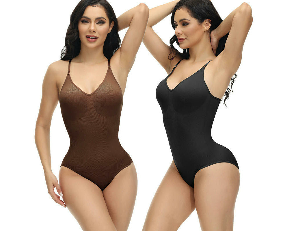 Shapewear Waist Bodysuits Women Clothing Tummy Control Seamless Full Body Shaper Square Neck Jumpsuits Top-Black