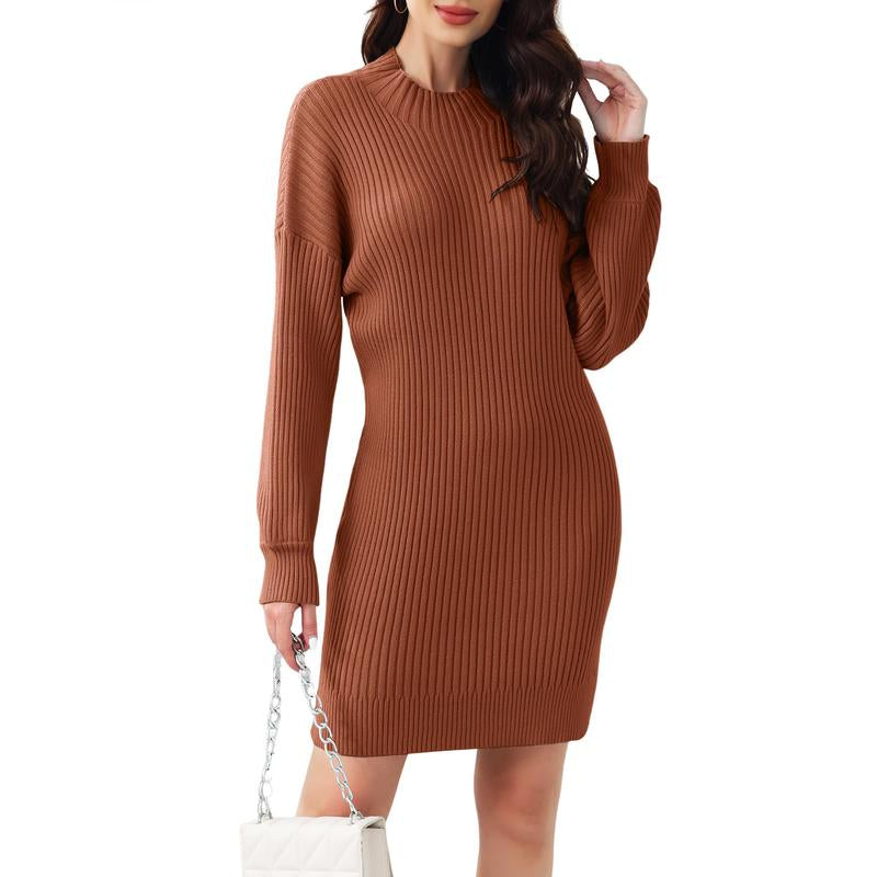 Genleck Womens Fall Sweaters Oversized Loose Tunic Mini Pullover Sweater Dress for Women Trendy 2024 Casual Womenswear