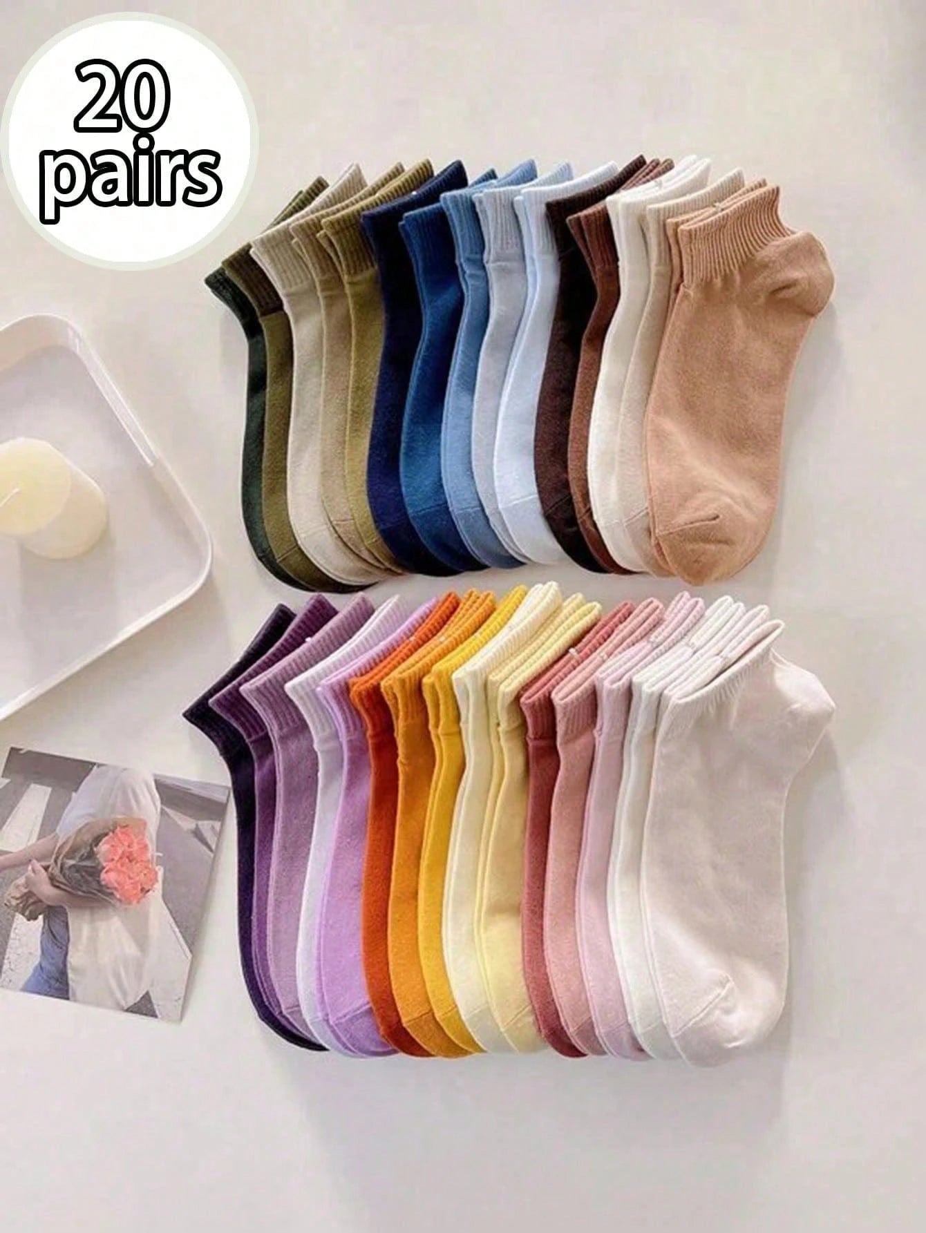 10 Pairs/Pack Random Color Children'S Autumn Winter Summer Solid Color Simple Socks, Suitable for Sports and Leisure Daily Travel the Best Choice