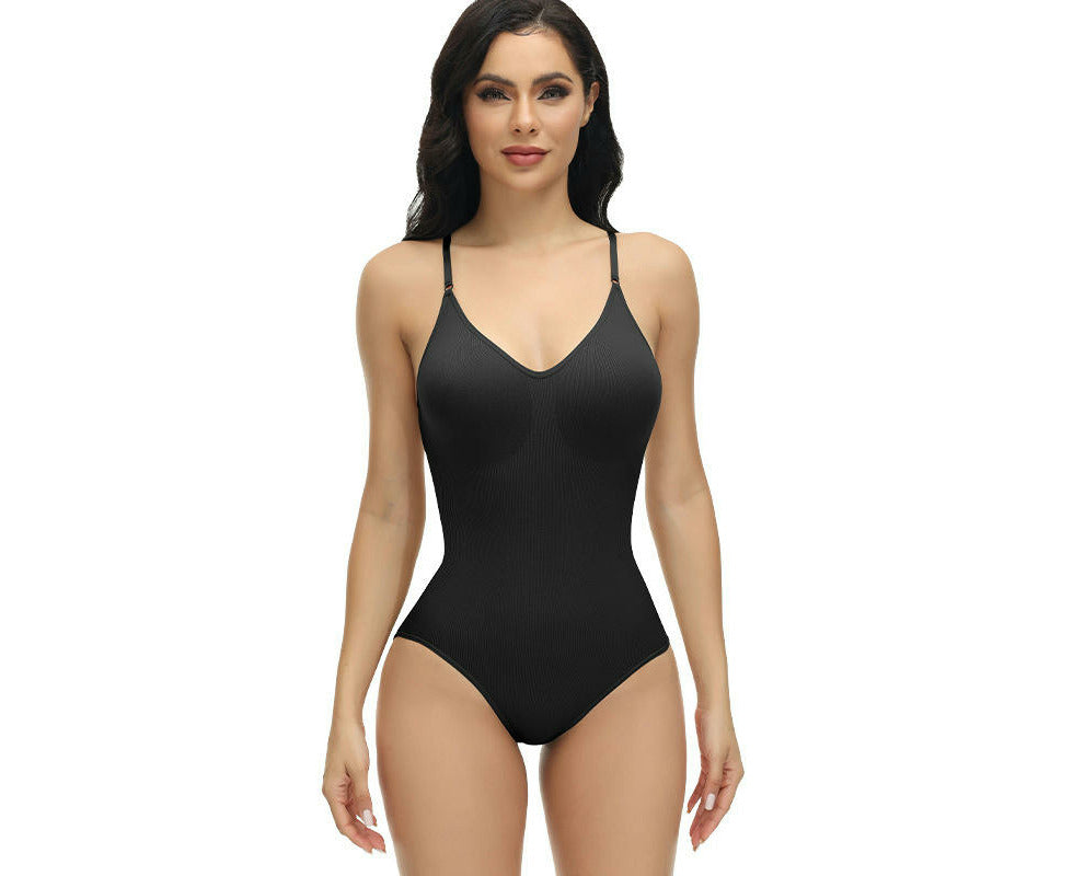 Shapewear Waist Bodysuits Women Clothing Tummy Control Seamless Full Body Shaper Square Neck Jumpsuits Top-Black