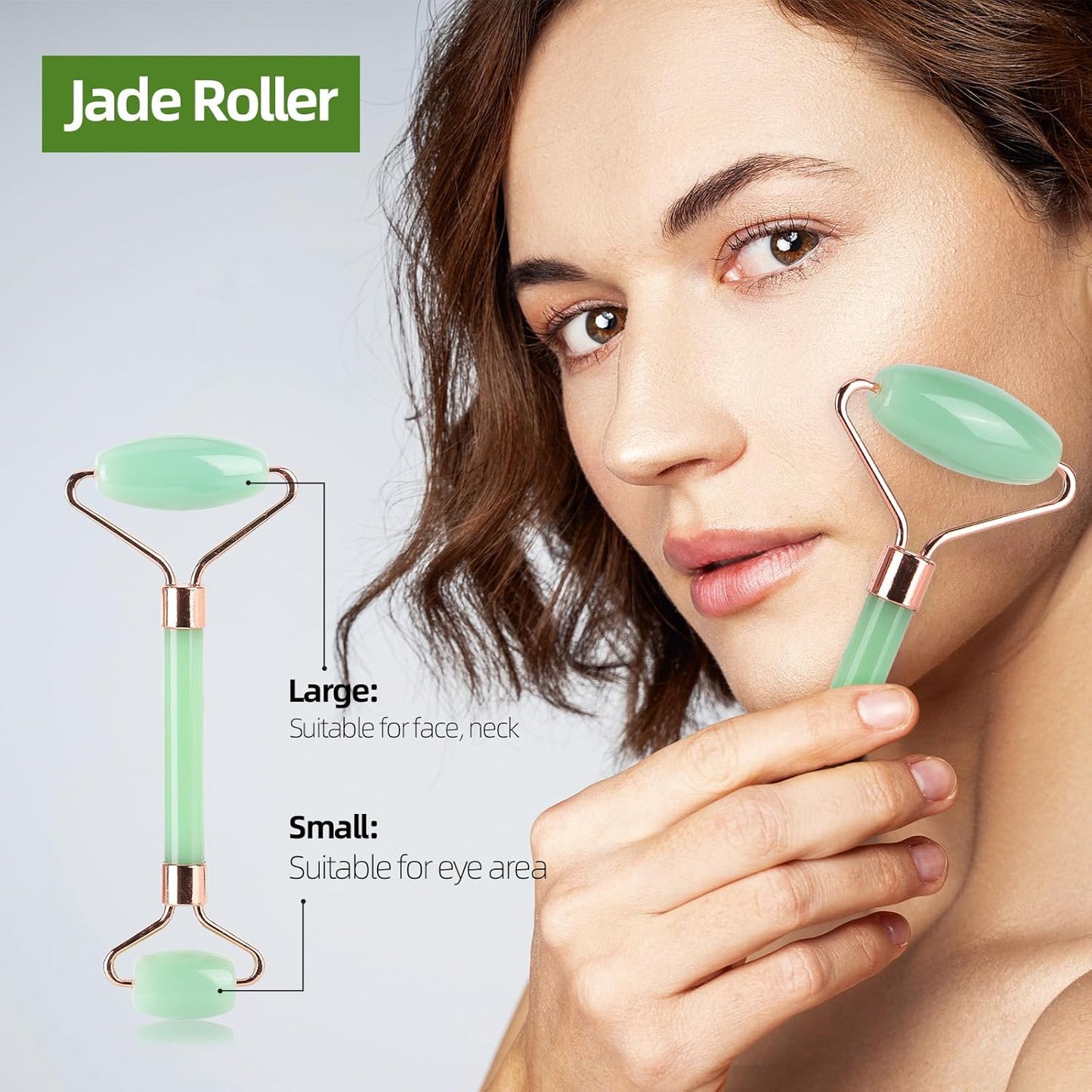 2 Pieces Gua Sha and Jade Roller Facial Tool, Facial Tools Face Roller and Gua Sha Set for Skin Care Routine and Puffiness, Face Sculpting Tool