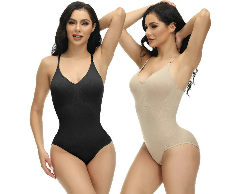 Shapewear Waist Bodysuits Women Clothing Tummy Control Seamless Full Body Shaper Square Neck Jumpsuits Top-Black